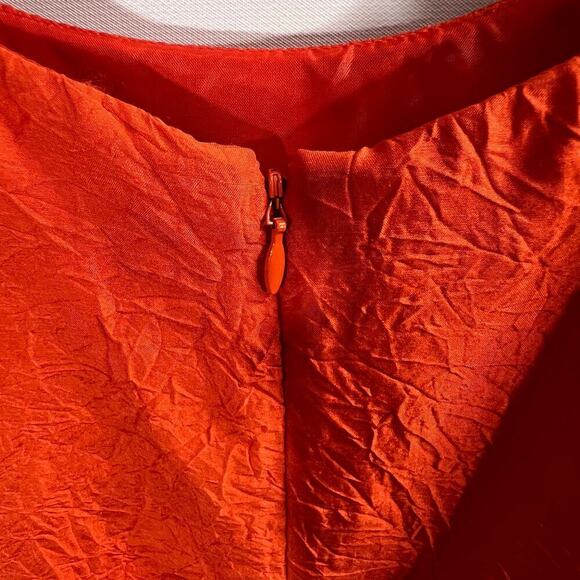 Coldwater Creek Dress Orange Silk Fit & Flare Belted Midi Classic 14 - Picture 7 of 10